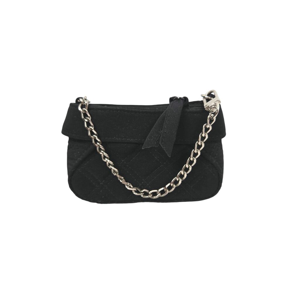 Vera Bradley EUC Colette Silver Chain mini bag black quilted